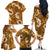 Mokihana Maile and Ilima Leis Family Matching Off The Shoulder Long Sleeve Dress and Hawaiian Shirt Alani Hawaiian Tapa Quilt Pattern - Polynesian Pride