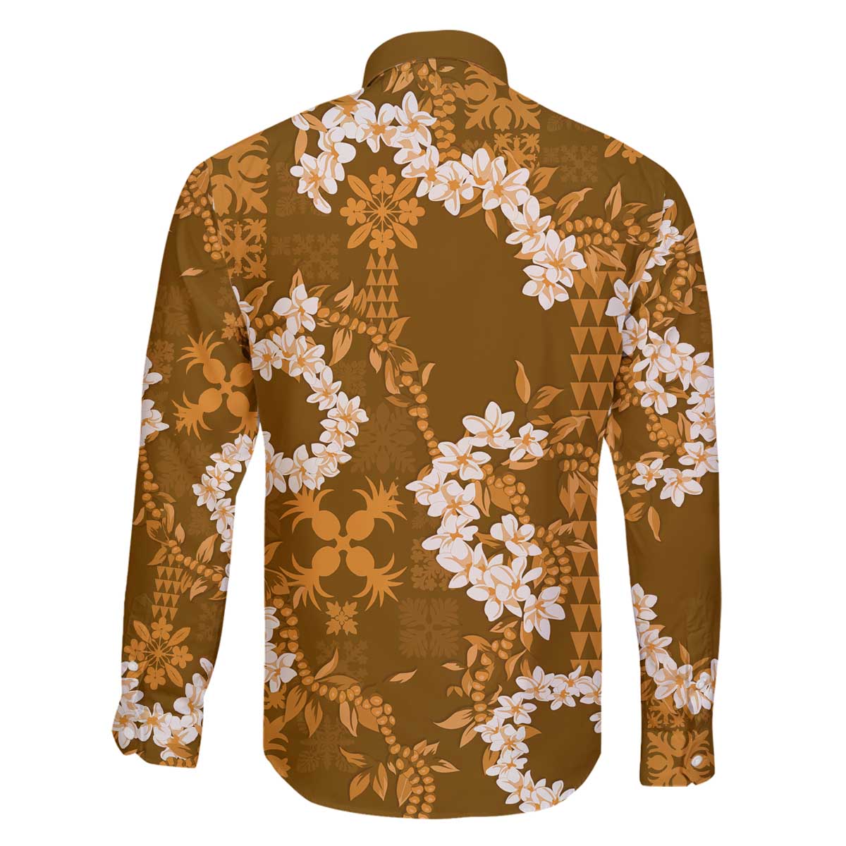 Mokihana Maile and Ilima Leis Family Matching Off The Shoulder Long Sleeve Dress and Hawaiian Shirt Alani Hawaiian Tapa Quilt Pattern - Polynesian Pride