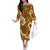 Mokihana Maile and Ilima Leis Family Matching Off The Shoulder Long Sleeve Dress and Hawaiian Shirt Alani Hawaiian Tapa Quilt Pattern - Polynesian Pride