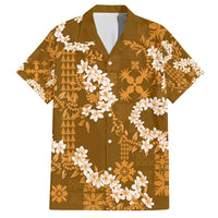 Mokihana Maile and Ilima Leis Family Matching Off Shoulder Maxi Dress and Hawaiian Shirt Alani Hawaiian Tapa Quilt Pattern - Polynesian Pride