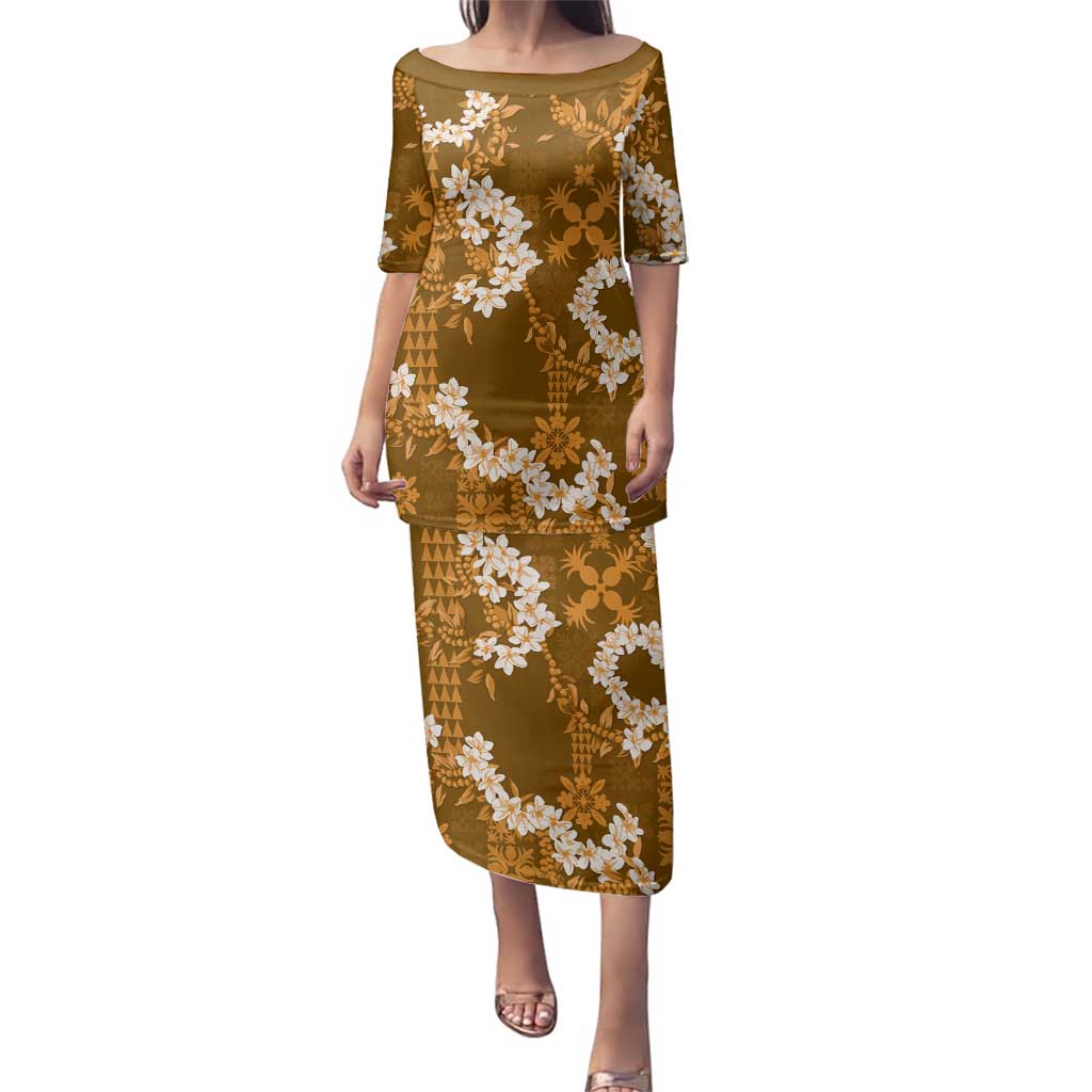 Mokihana Maile and Ilima Leis Family Matching Puletasi and Hawaiian Shirt Alani Hawaiian Tapa Quilt Pattern - Polynesian Pride