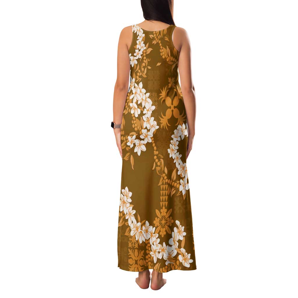 Mokihana Maile and Ilima Leis Family Matching Tank Maxi Dress and Hawaiian Shirt Alani Hawaiian Tapa Quilt Pattern - Polynesian Pride