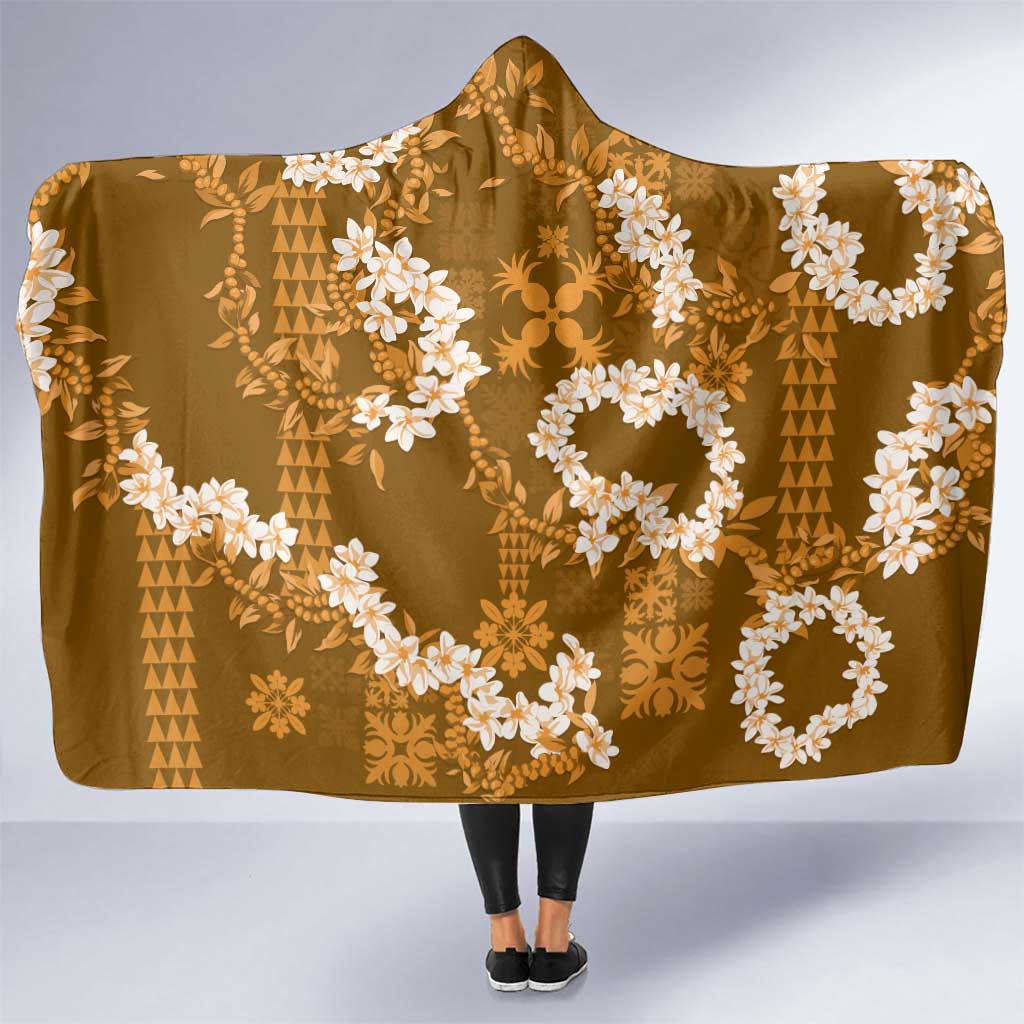 Mokihana Maile and Ilima Leis Hooded Blanket Alani Hawaiian Tapa Quilt Pattern - Polynesian Pride