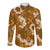 Mokihana Maile and Ilima Leis Long Sleeve Button Shirt Alani Hawaiian Tapa Quilt Pattern - Polynesian Pride