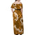 Mokihana Maile and Ilima Leis Off Shoulder Maxi Dress Alani Hawaiian Tapa Quilt Pattern - Polynesian Pride