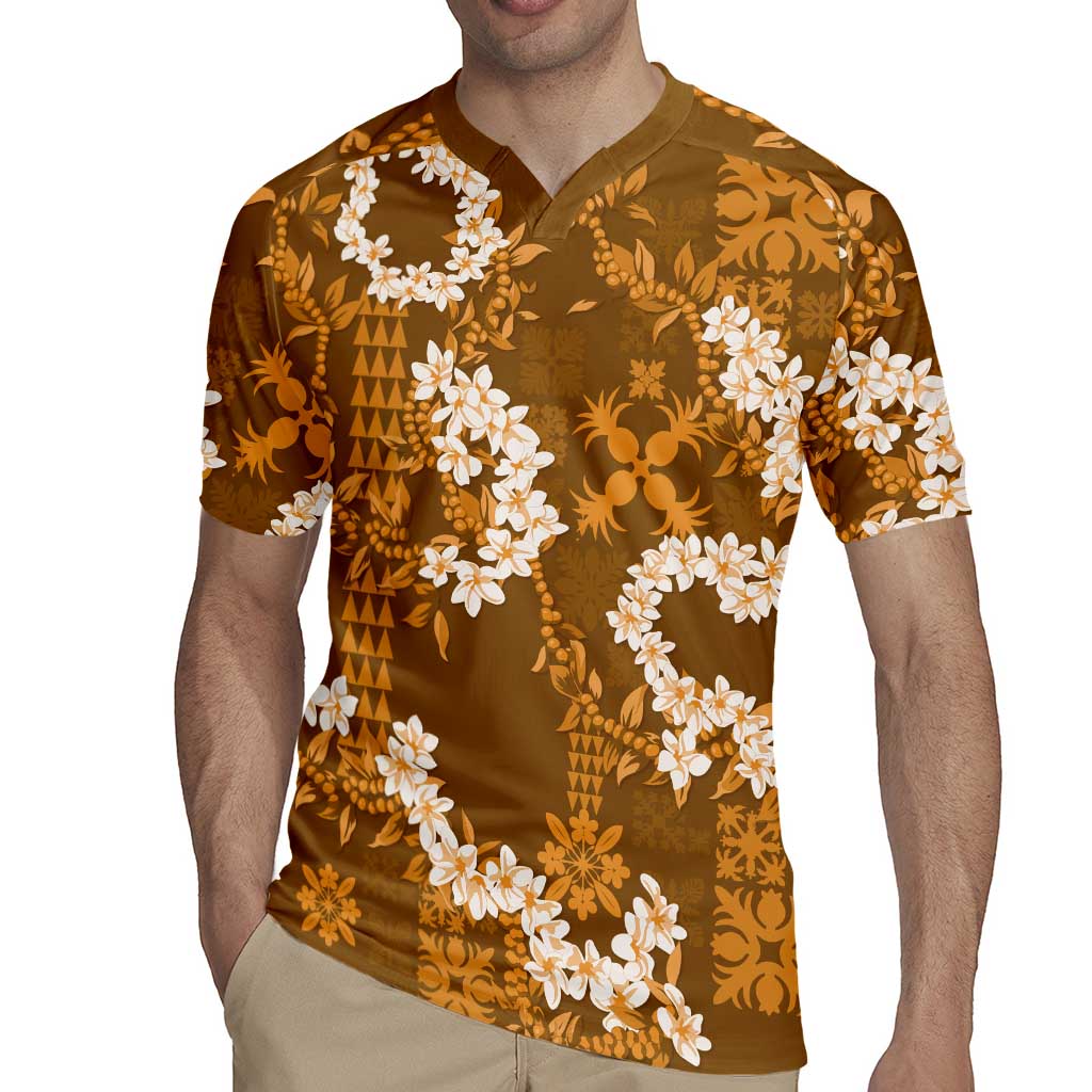 Mokihana Maile and Ilima Leis Rugby Jersey Alani Hawaiian Tapa Quilt Pattern - Polynesian Pride