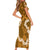 Mokihana Maile and Ilima Leis Short Sleeve Bodycon Dress Alani Hawaiian Tapa Quilt Pattern - Polynesian Pride