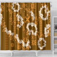 Mokihana Maile and Ilima Leis Shower Curtain Alani Hawaiian Tapa Quilt Pattern - Polynesian Pride