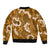 Mokihana Maile and Ilima Leis Sleeve Zip Bomber Jacket Alani Hawaiian Tapa Quilt Pattern - Polynesian Pride