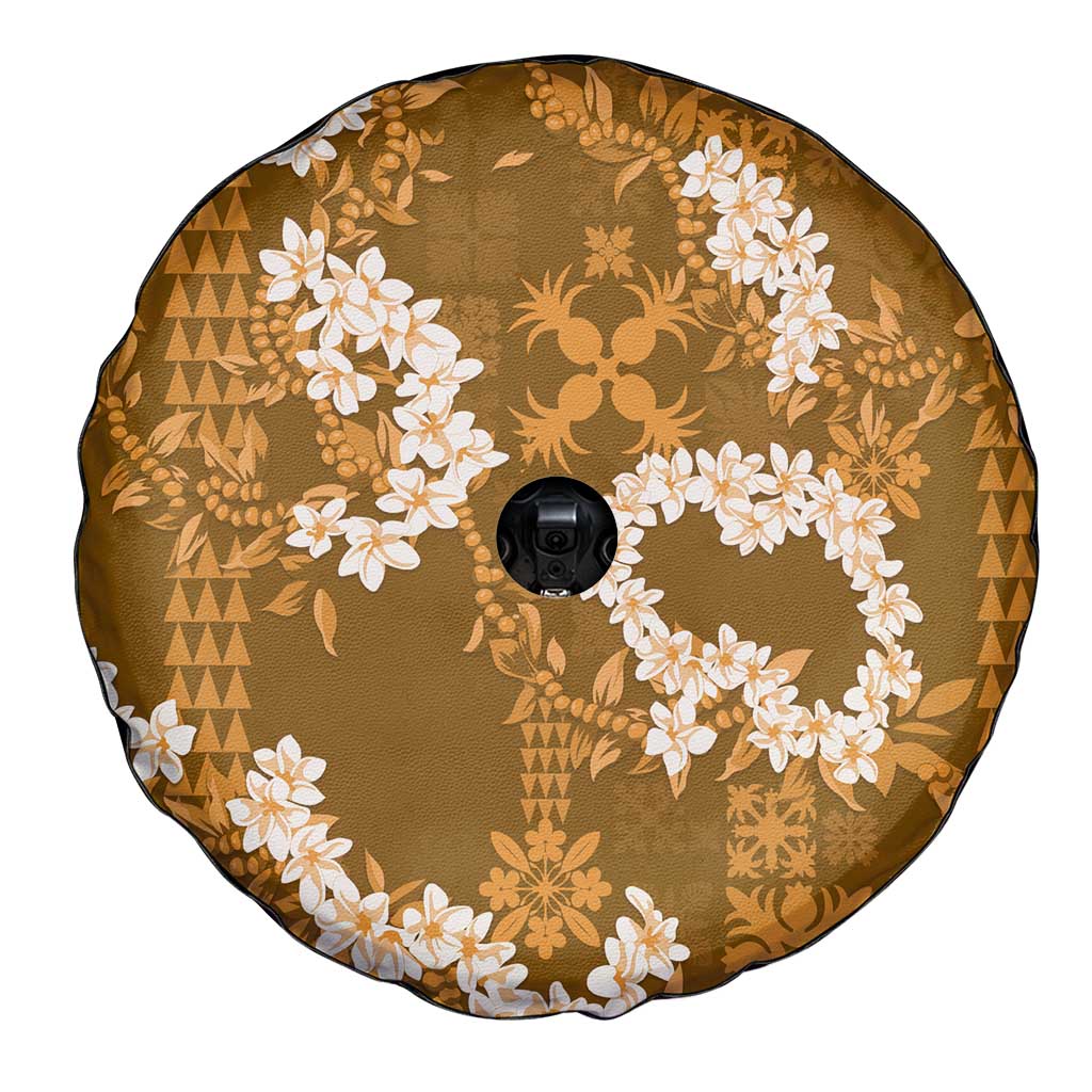 Mokihana Maile and Ilima Leis Spare Tire Cover Alani Hawaiian Tapa Quilt Pattern - Polynesian Pride