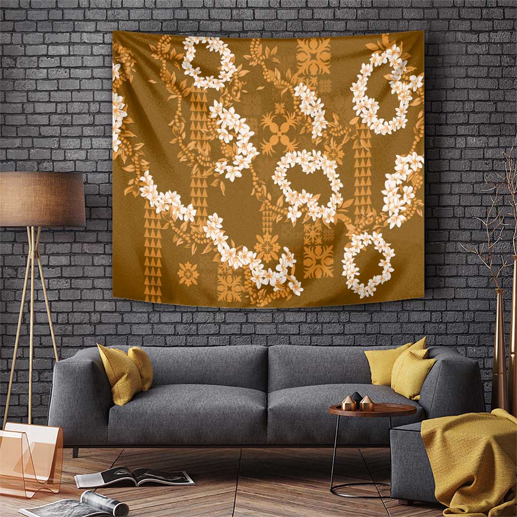 Mokihana Maile and Ilima Leis Tapestry Alani Hawaiian Tapa Quilt Pattern - Polynesian Pride