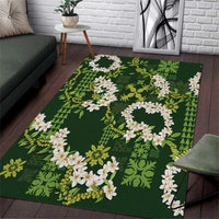 Mokihana Maile and Ilima Leis Area Rug Omaʻomaʻo Hawaiian Tapa Quilt Pattern - Polynesian Pride