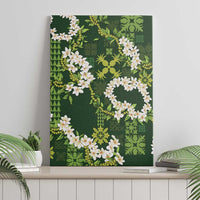 Mokihana Maile and Ilima Leis Canvas Wall Art Omaʻomaʻo Hawaiian Tapa Quilt Pattern - Polynesian Pride