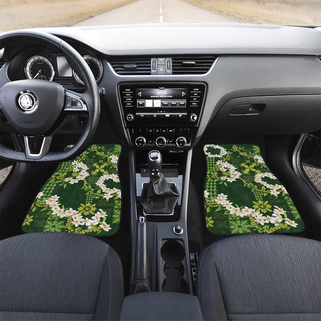 Mokihana Maile and Ilima Leis Car Mats Omaʻomaʻo Hawaiian Tapa Quilt Pattern - Polynesian Pride