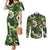 Mokihana Maile and Ilima Leis Couples Matching Mermaid Dress and Long Sleeve Button Shirt Omaʻomaʻo Hawaiian Tapa Quilt Pattern - Polynesian Pride