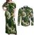 Mokihana Maile and Ilima Leis Couples Matching Off Shoulder Maxi Dress and Long Sleeve Button Shirt Omaʻomaʻo Hawaiian Tapa Quilt Pattern - Polynesian Pride