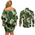 Mokihana Maile and Ilima Leis Couples Matching Off Shoulder Short Dress and Long Sleeve Button Shirt Omaʻomaʻo Hawaiian Tapa Quilt Pattern - Polynesian Pride