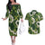 Mokihana Maile and Ilima Leis Couples Matching Off The Shoulder Long Sleeve Dress and Hawaiian Shirt Omaʻomaʻo Hawaiian Tapa Quilt Pattern - Polynesian Pride