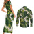Mokihana Maile and Ilima Leis Couples Matching Short Sleeve Bodycon Dress and Long Sleeve Button Shirt Omaʻomaʻo Hawaiian Tapa Quilt Pattern - Polynesian Pride