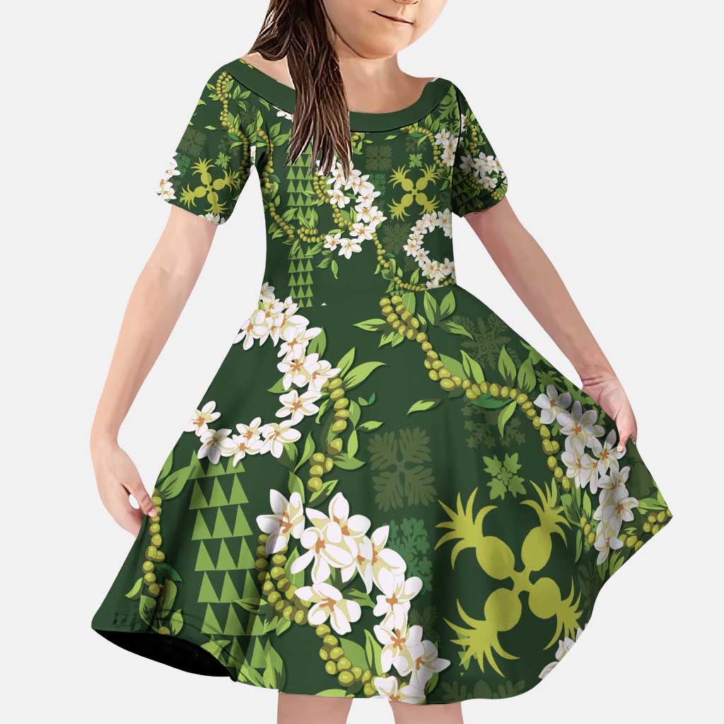 Mokihana Maile and Ilima Leis Family Matching Puletasi and Hawaiian Shirt Omaʻomaʻo Hawaiian Tapa Quilt Pattern - Polynesian Pride