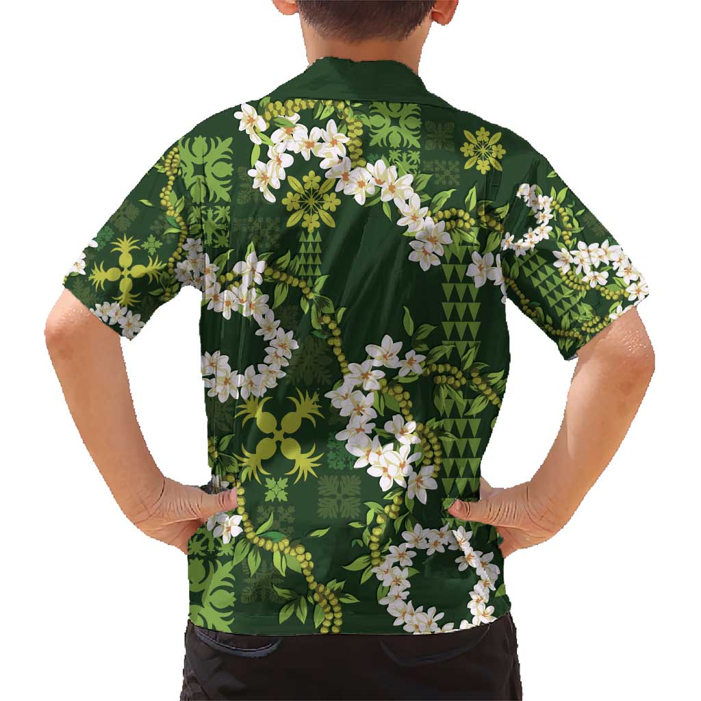 Mokihana Maile and Ilima Leis Hawaiian Shirt Omaʻomaʻo Hawaiian Tapa Quilt Pattern - Polynesian Pride