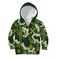 Mokihana Maile and Ilima Leis Kid Hoodie Omaʻomaʻo Hawaiian Tapa Quilt Pattern - Polynesian Pride