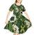 Mokihana Maile and Ilima Leis Kid Short Sleeve Dress Omaʻomaʻo Hawaiian Tapa Quilt Pattern - Polynesian Pride
