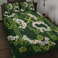 Mokihana Maile and Ilima Leis Quilt Bed Set Omaʻomaʻo Hawaiian Tapa Quilt Pattern - Polynesian Pride