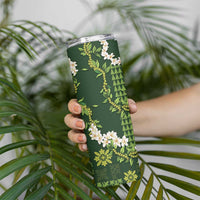 Mokihana Maile and Ilima Leis Skinny Tumbler Omaʻomaʻo Hawaiian Tapa Quilt Pattern - Polynesian Pride