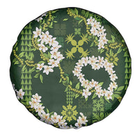 Mokihana Maile and Ilima Leis Spare Tire Cover Omaʻomaʻo Hawaiian Tapa Quilt Pattern - Polynesian Pride