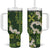 Mokihana Maile and Ilima Leis Tumbler With Handle Omaʻomaʻo Hawaiian Tapa Quilt Pattern - Polynesian Pride