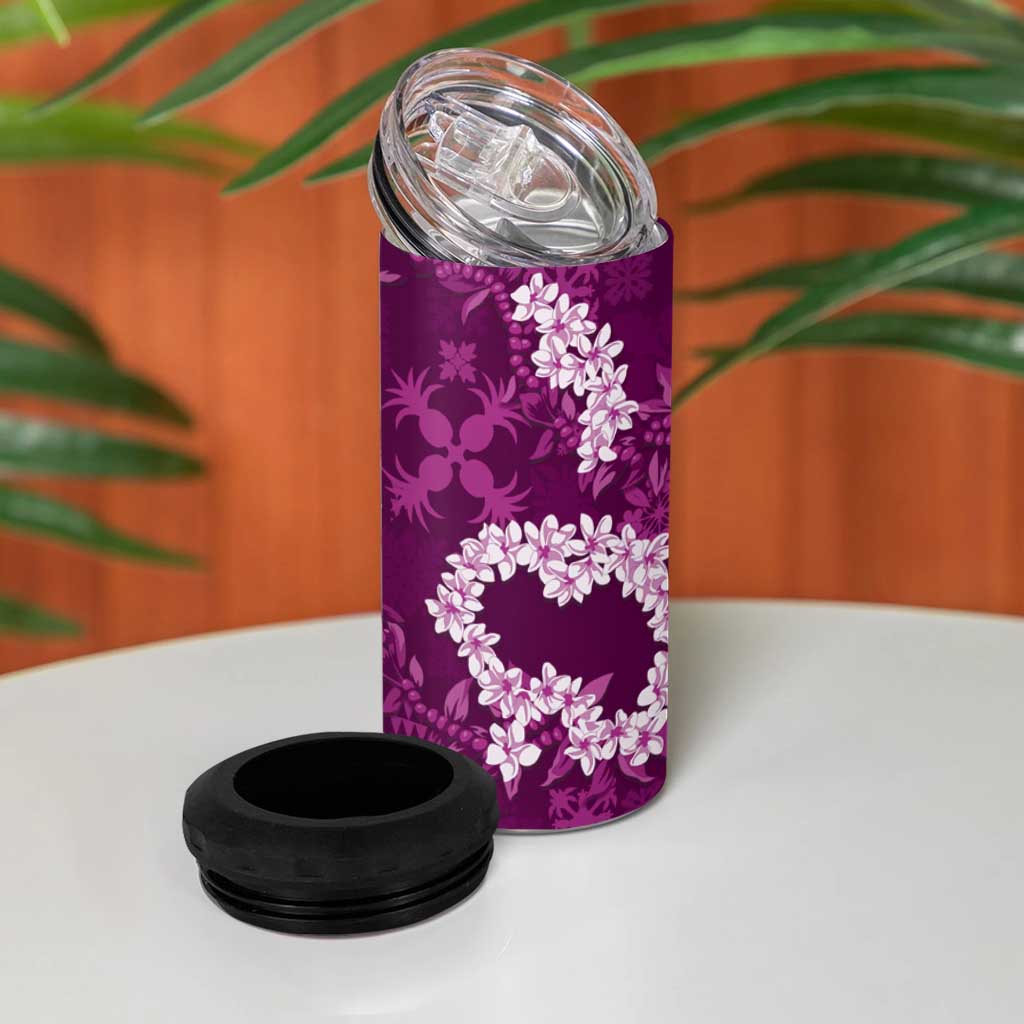 Mokihana Maile and Ilima Leis 4 in 1 Can Cooler Tumbler Akala Hawaiian Tapa Quilt Pattern - Polynesian Pride