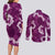 Mokihana Maile and Ilima Leis Couples Matching Long Sleeve Bodycon Dress and Long Sleeve Button Shirt Akala Hawaiian Tapa Quilt Pattern - Polynesian Pride
