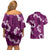 Mokihana Maile and Ilima Leis Couples Matching Off Shoulder Short Dress and Hawaiian Shirt Akala Hawaiian Tapa Quilt Pattern - Polynesian Pride