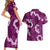 Mokihana Maile and Ilima Leis Couples Matching Short Sleeve Bodycon Dress and Hawaiian Shirt Akala Hawaiian Tapa Quilt Pattern - Polynesian Pride