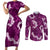 Mokihana Maile and Ilima Leis Couples Matching Short Sleeve Bodycon Dress and Long Sleeve Button Shirt Akala Hawaiian Tapa Quilt Pattern - Polynesian Pride