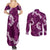 Mokihana Maile and Ilima Leis Couples Matching Summer Maxi Dress and Long Sleeve Button Shirt Akala Hawaiian Tapa Quilt Pattern - Polynesian Pride