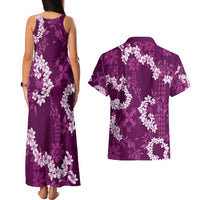 Mokihana Maile and Ilima Leis Couples Matching Tank Maxi Dress and Hawaiian Shirt Akala Hawaiian Tapa Quilt Pattern - Polynesian Pride