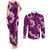 Mokihana Maile and Ilima Leis Couples Matching Tank Maxi Dress and Long Sleeve Button Shirt Akala Hawaiian Tapa Quilt Pattern - Polynesian Pride