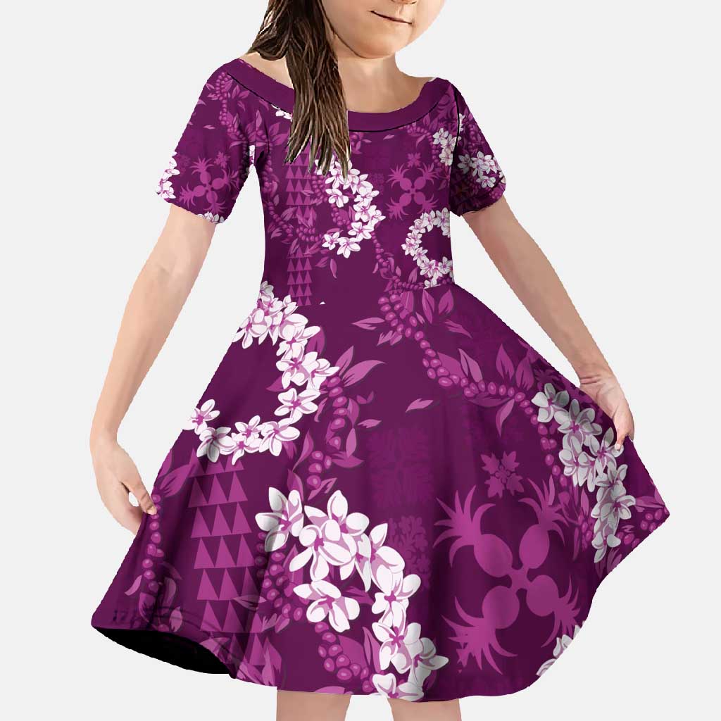 Mokihana Maile and Ilima Leis Family Matching Long Sleeve Bodycon Dress and Hawaiian Shirt Akala Hawaiian Tapa Quilt Pattern - Polynesian Pride