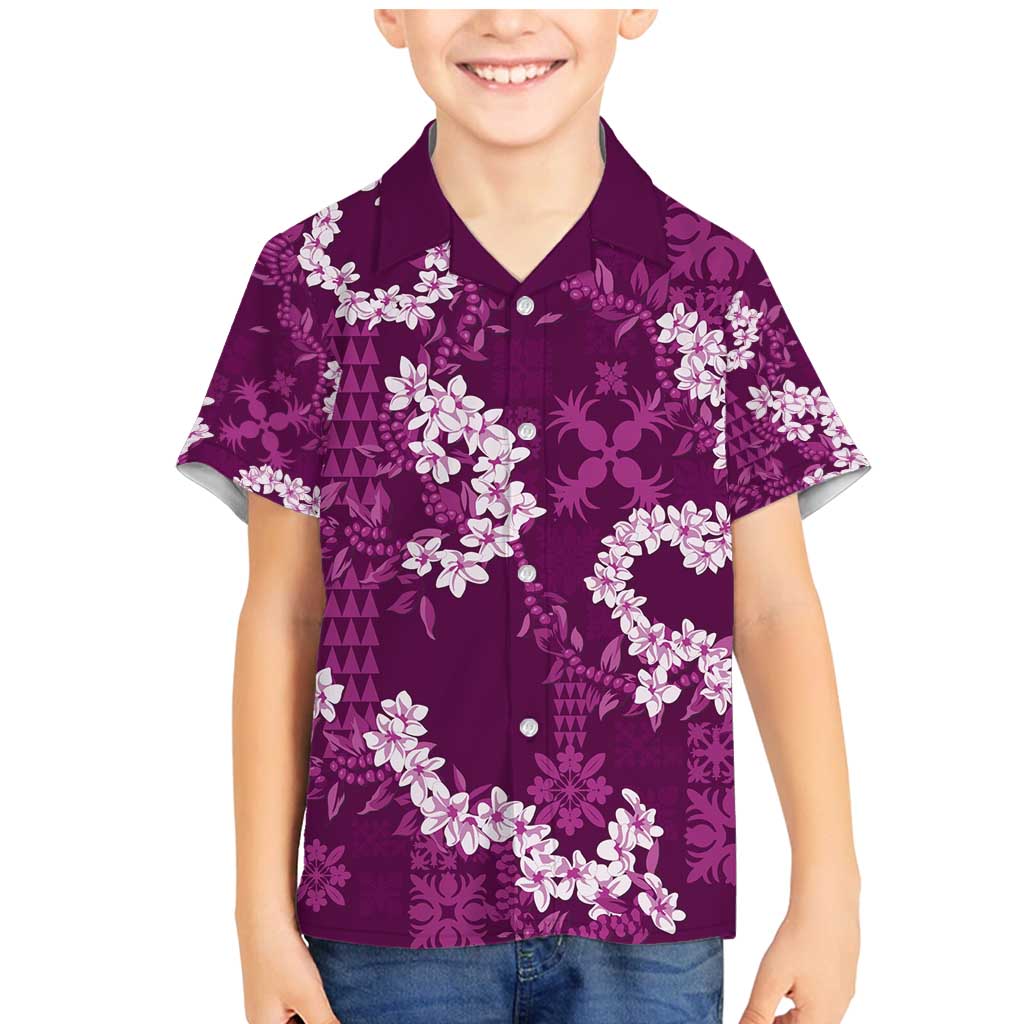 Mokihana Maile and Ilima Leis Family Matching Mermaid Dress and Hawaiian Shirt Akala Hawaiian Tapa Quilt Pattern - Polynesian Pride