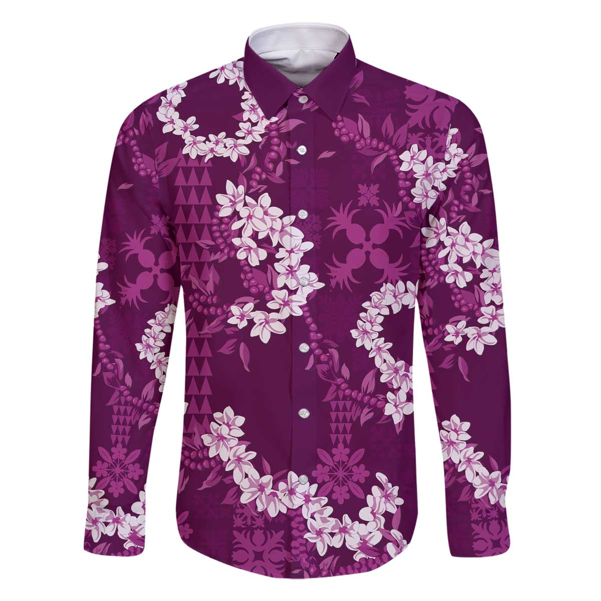 Mokihana Maile and Ilima Leis Family Matching Off The Shoulder Long Sleeve Dress and Hawaiian Shirt Akala Hawaiian Tapa Quilt Pattern - Polynesian Pride