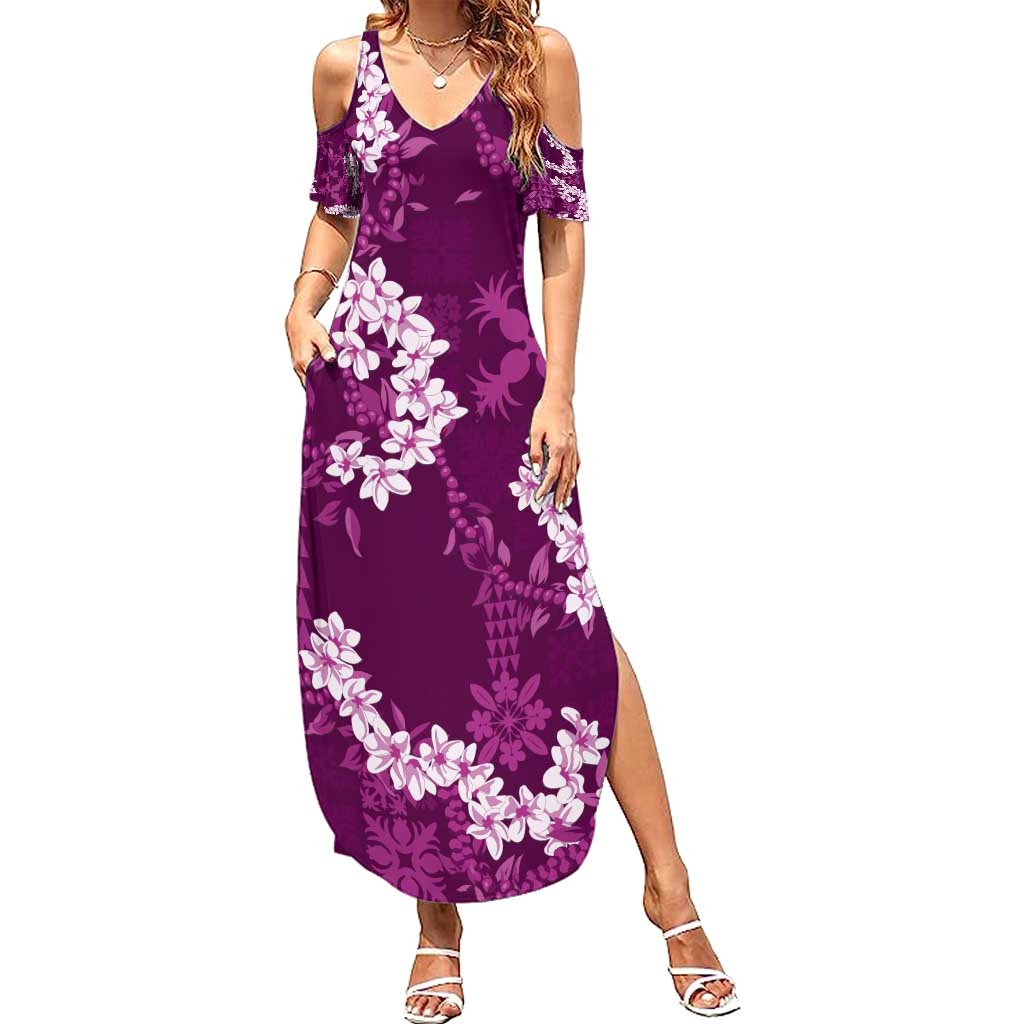 Mokihana Maile and Ilima Leis Family Matching Summer Maxi Dress and Hawaiian Shirt Akala Hawaiian Tapa Quilt Pattern - Polynesian Pride