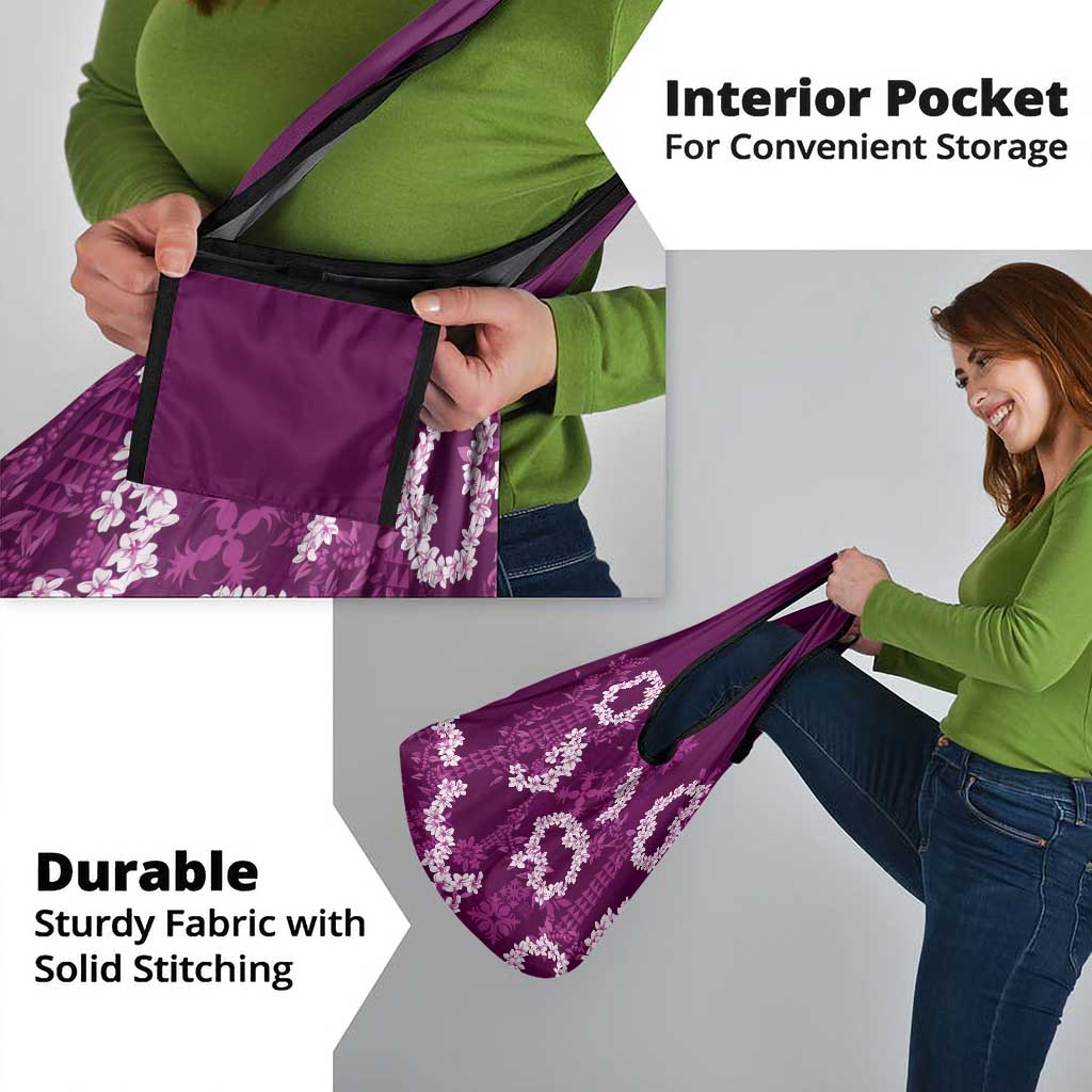 Mokihana Maile and Ilima Leis Grocery Bag Akala Hawaiian Tapa Quilt Pattern - Polynesian Pride