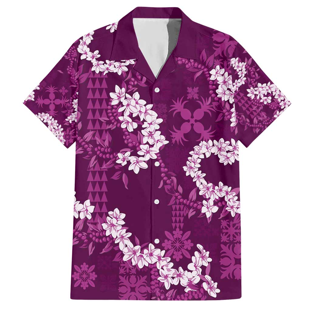 Mokihana Maile and Ilima Leis Hawaiian Shirt Akala Hawaiian Tapa Quilt Pattern - Polynesian Pride