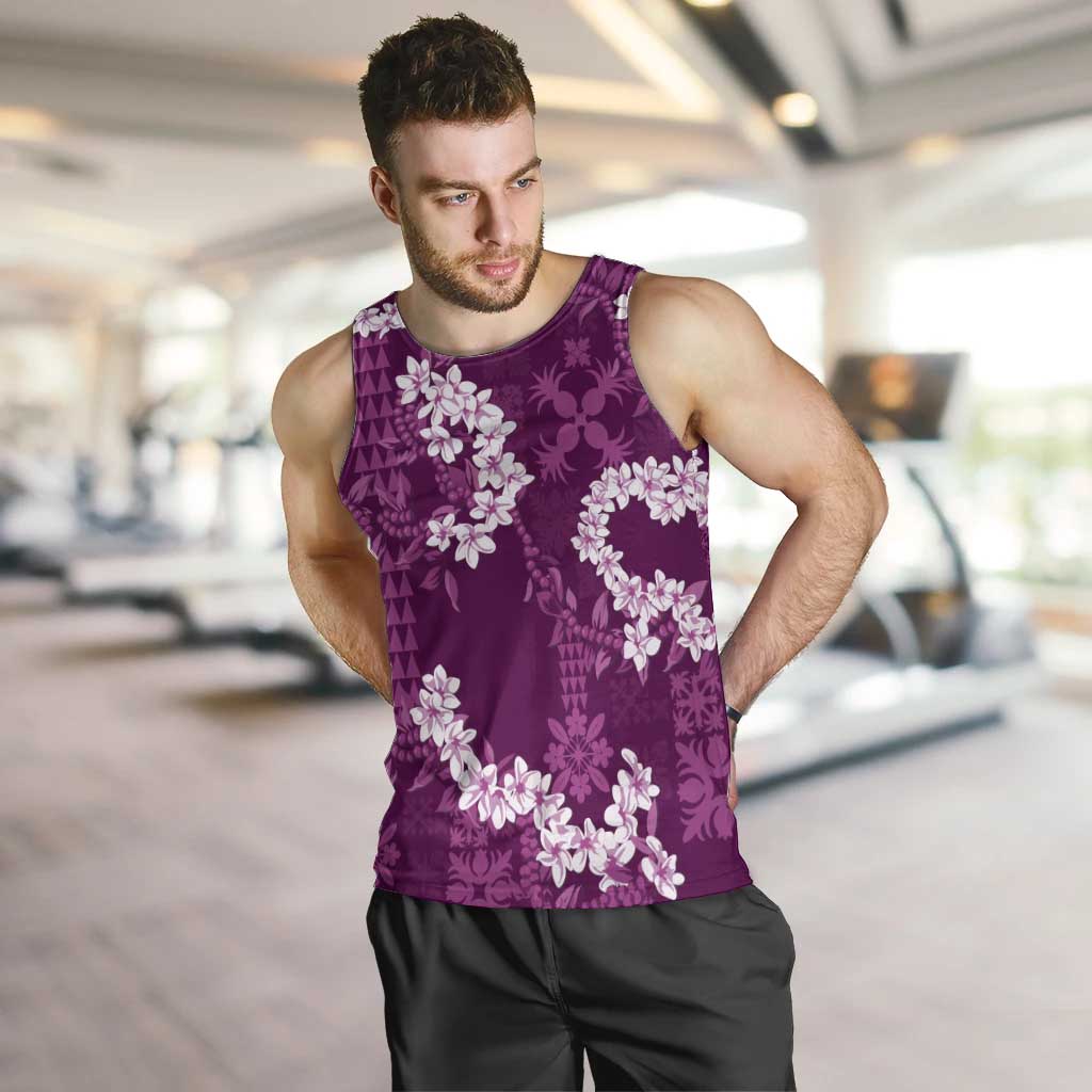 Mokihana Maile and Ilima Leis Men Tank Top Akala Hawaiian Tapa Quilt Pattern - Polynesian Pride