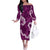 Mokihana Maile and Ilima Leis Off The Shoulder Long Sleeve Dress Akala Hawaiian Tapa Quilt Pattern - Polynesian Pride
