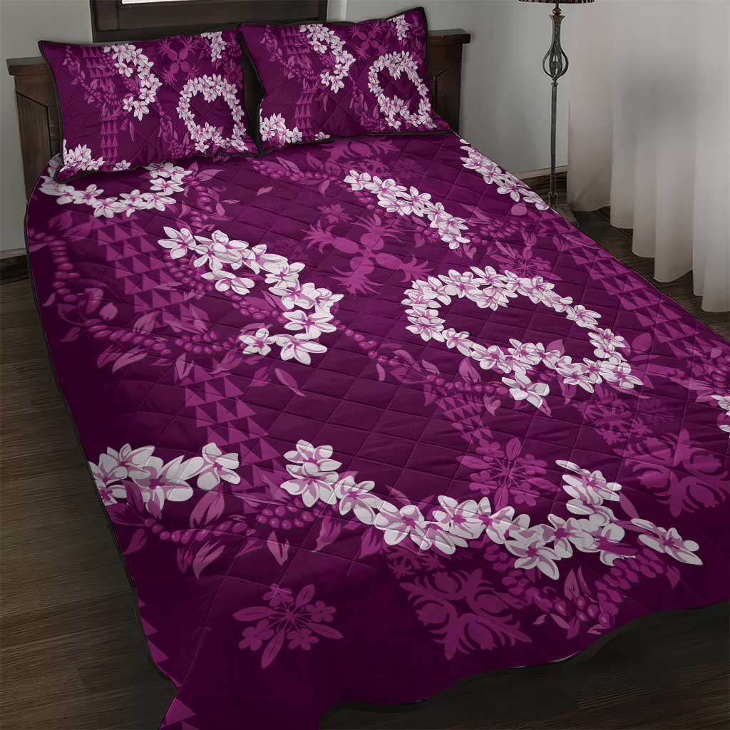 Mokihana Maile and Ilima Leis Quilt Bed Set Akala Hawaiian Tapa Quilt Pattern - Polynesian Pride