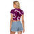 Mokihana Maile and Ilima Leis Raglan Cropped T Shirt Akala Hawaiian Tapa Quilt Pattern - Polynesian Pride