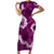 Mokihana Maile and Ilima Leis Short Sleeve Bodycon Dress Akala Hawaiian Tapa Quilt Pattern - Polynesian Pride